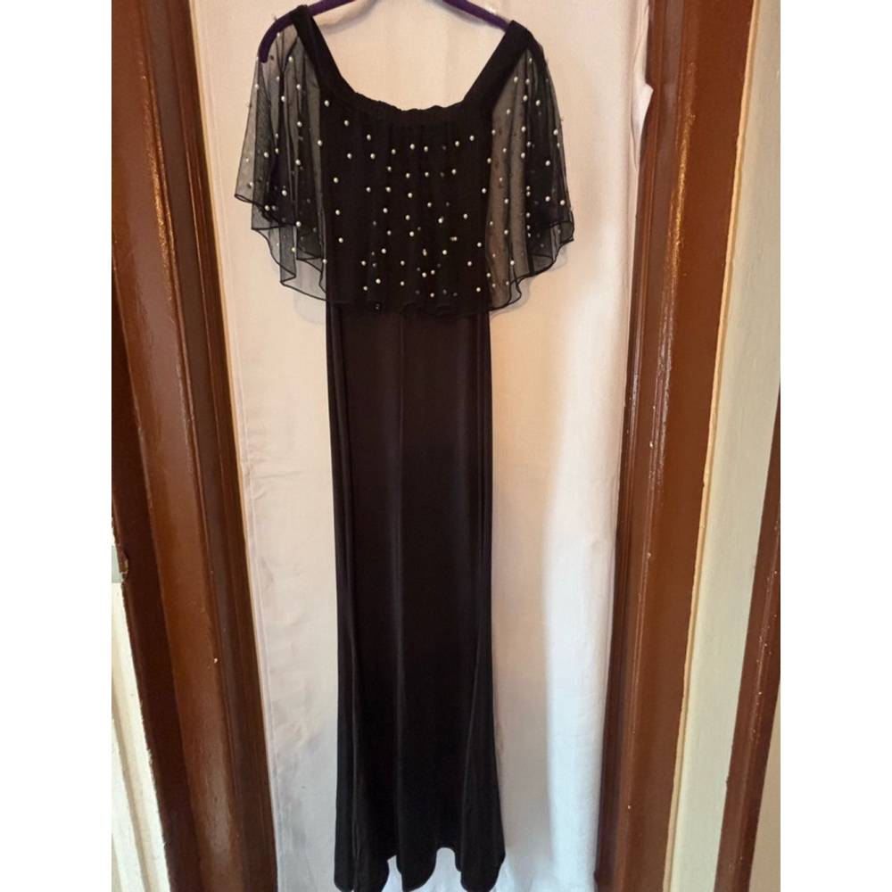 Women's Unbranded Black Maxi Dress with Pearl Detail - Size Unspecified